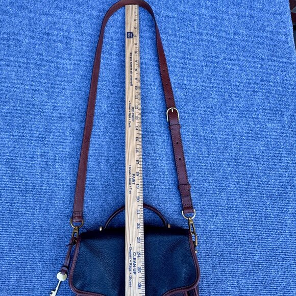 Fossil Heritage Top Handle Crossbody Bag Black & Brown Pebbled Leather - Picture 15 of 15